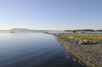 Scenic view of sea against clear sky