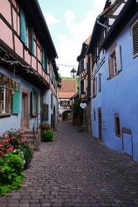 Narrow alley amidst houses in town