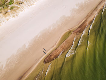 High angle view of people on sand at beach