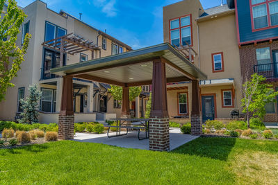 Exterior of house and building against sky