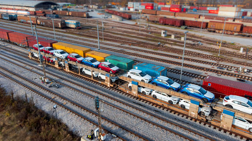 High angle view of railroad tracks