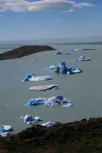 High angle view of icebergs in viedma lake