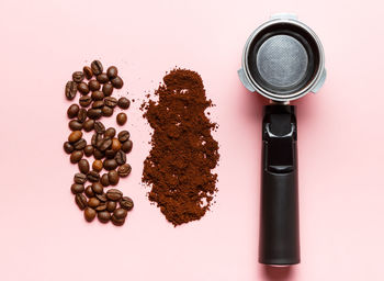 High angle view of coffee on table