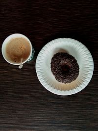 High angle view of coffee on table