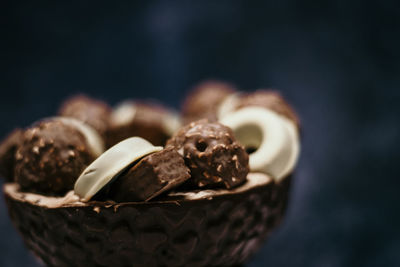 Close-up of chocolate cake on table