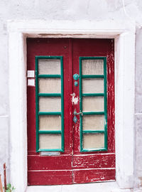 Closed door of building