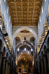 Low angle view of illuminated ceiling in building