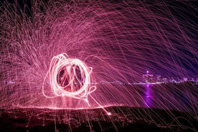 Full frame shot of light trails at night