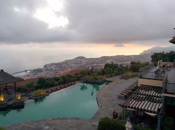 Scenic view of sea against cloudy sky