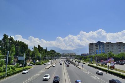 Road passing through city
