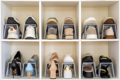 Close-up of shoes on table