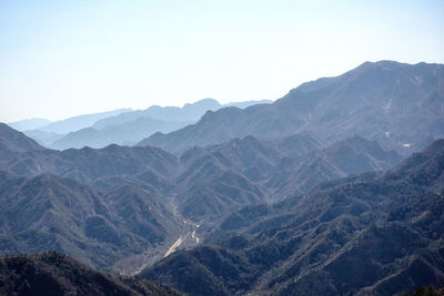 Scenic view of mountains against clear sky