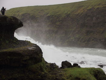 Scenic view of waterfall