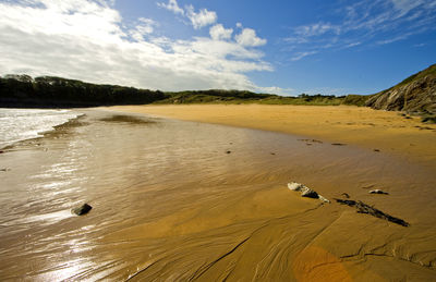 Scenic view of beach against sky