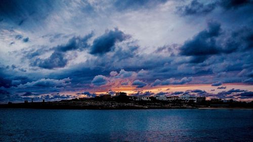 View of city at sunset