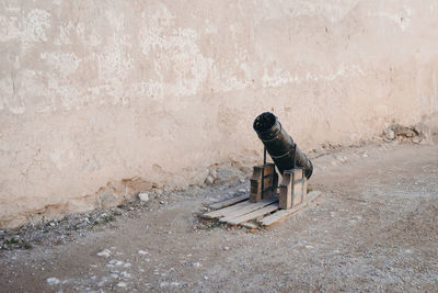 High angle view of worker working at construction site