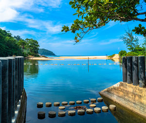 Scenic view of lake against sky