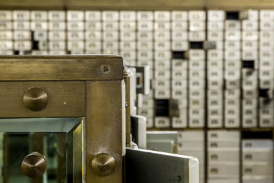 Safety deposit boxes in bank