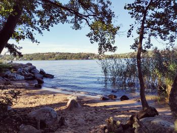 Scenic view of lake against sky