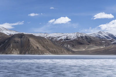 Pangong lake in ladakh.pangong tso is lake in the himalayas situated at a height of about 4,350 m.