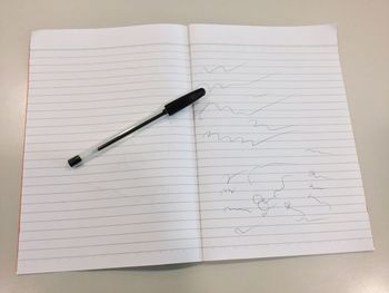 High angle view of pen on table