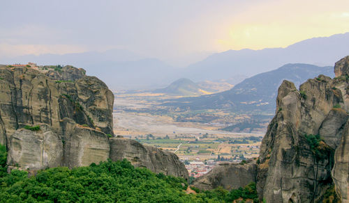 Roussanou monastery at meteora, greece. monasteries of meteora is a picturesque religious complex