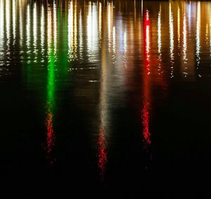 Reflection of illuminated water in lake at night