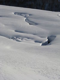 Scenic view of snow covered land