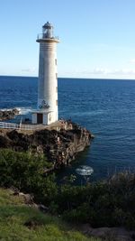 The vieux-fort lighthouse is located at the southern end of guadeloupe in the caribbean.