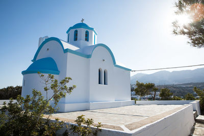 Exterior of a greek church against clear sky