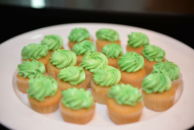 Close-up of cupcakes on plate