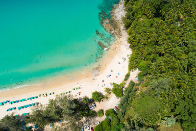 High angle view of beach against sky