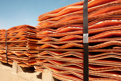 Low angle view of roof of building against sky