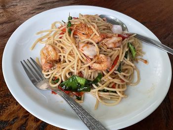 High angle view of meal served in plate