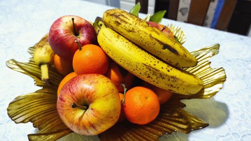 High angle view of fruits on table