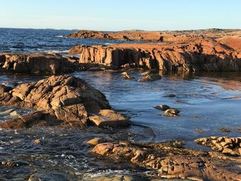 Scenic view of sea against clear sky