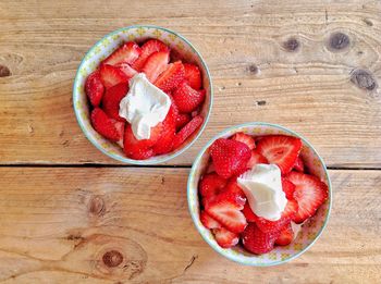 Close-up high angle view of strawberries