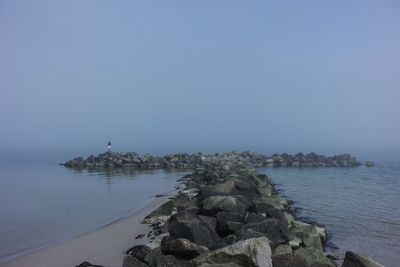 Scenic view of sea against clear sky