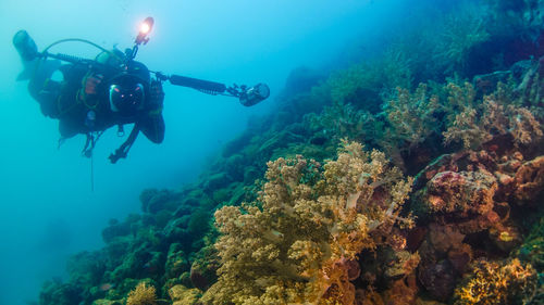 Young man scuba diving