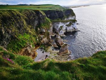 High angle view of rocks on shore