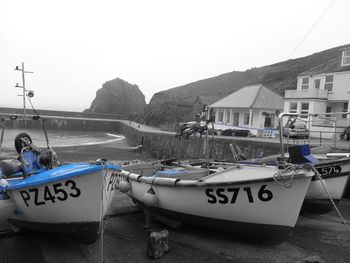 View of boats in river