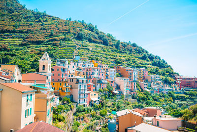High angle view of townscape against sky