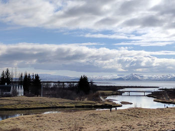 Scenic view of lake against sky