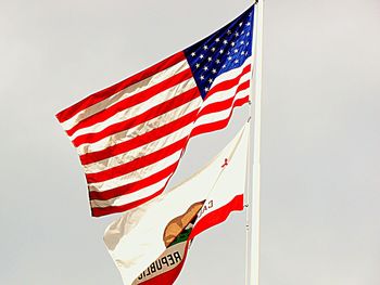 Low angle view of american flag