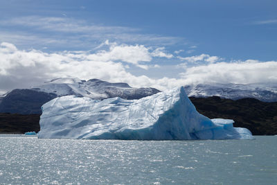 Scenic view of iceberg on lake