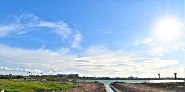 Scenic view of land against sky