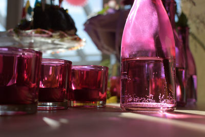 Close-up of beer in glass on table