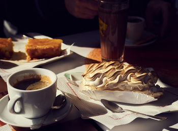 Close-up of coffee served on table