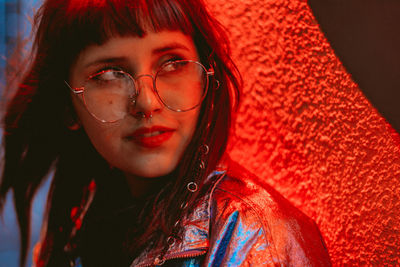 Close-up portrait of young woman