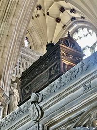 Low angle view of sculptures in building